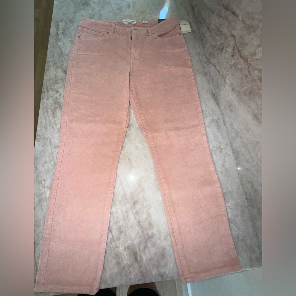Pale pink ankle corduroy pants